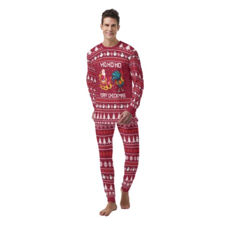 Chickmas Santa Christmas Men's Pajamas Red