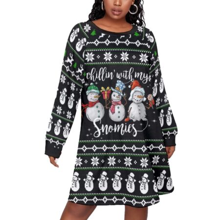 Chillin Snowman Women Plus Size Christmas Dress