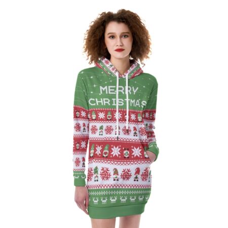 Christmas Gnome Women Hoodie Dress