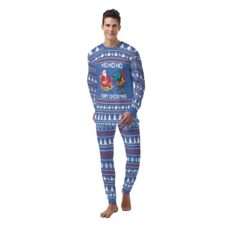 Santa Chicken Family Christmas Pajamas For Men Royal