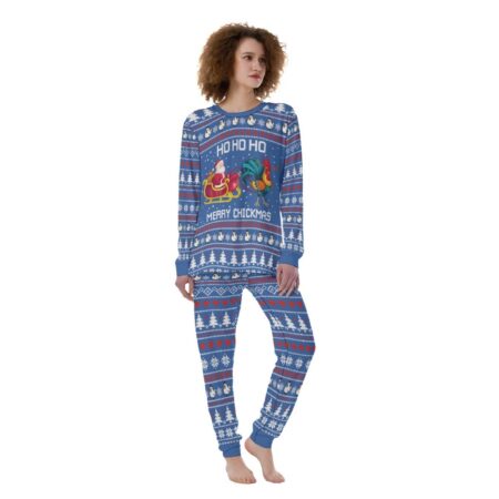 Santa Chicken Womens Christmas Nightwear Royal