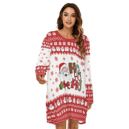 Santa Women Christmas Loose Dress Ho Ho Ho