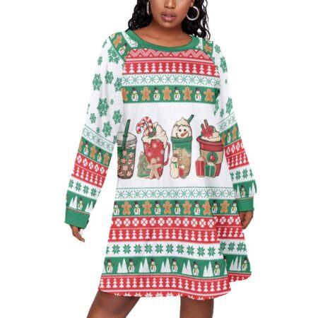 Snowman Women Plus Size Christmas Dress Chillin Coffee