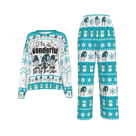 Women Gnome Christmas Jammies Blue