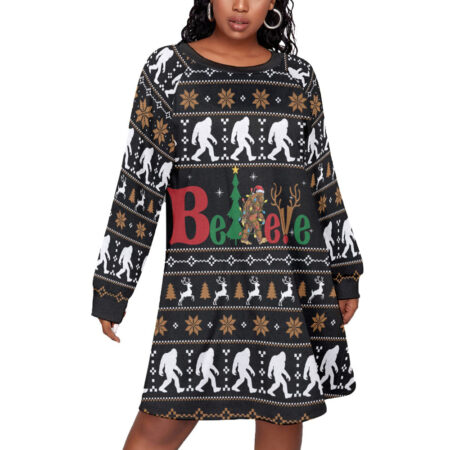 Believe Bigfoot Christmas Plus Size Dress