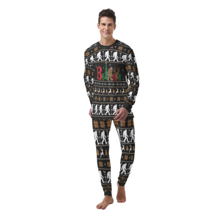 Believe Bigfoot Men's Christmas Pajamas Set Black