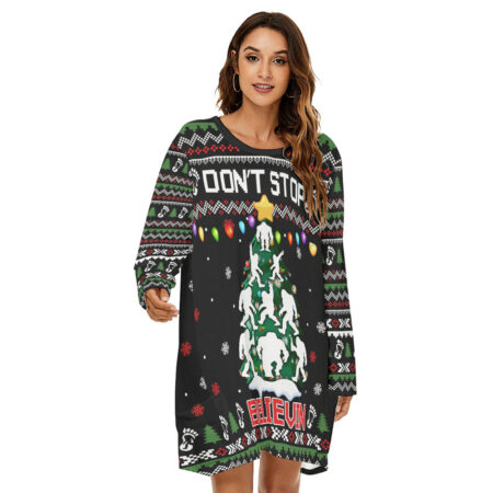 Bigfoot Tree Christmas Women Loose Dress