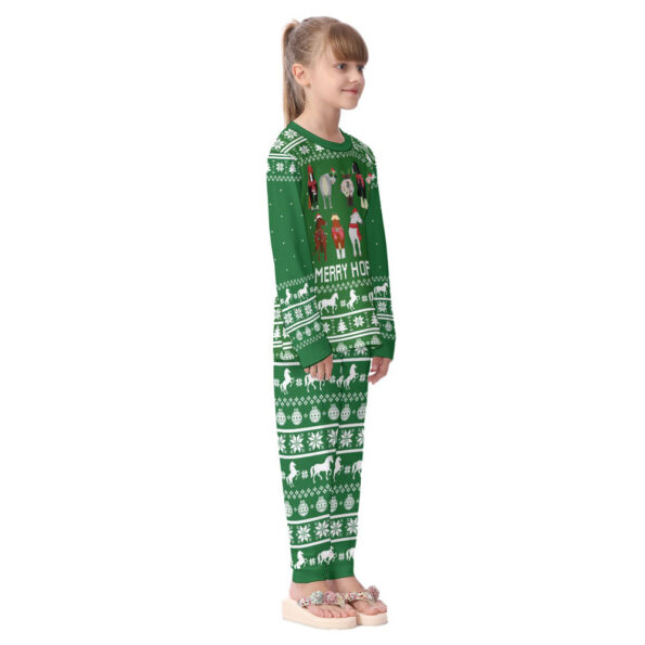 Christmas Kid Pajamas For Horse Lovers Green