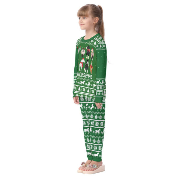 Christmas Kid Pajamas For Horse Lovers Green