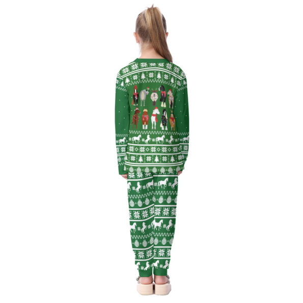 Christmas Kid Pajamas For Horse Lovers Green