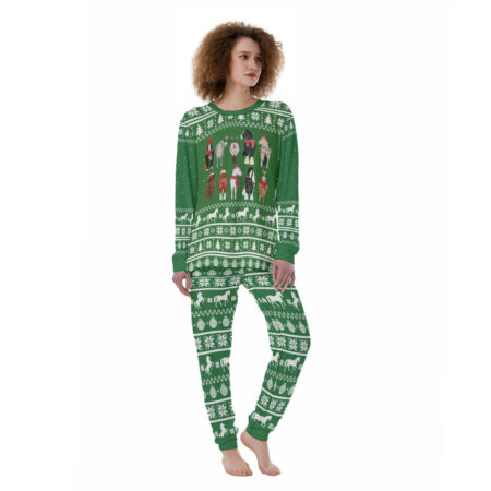 Horse Lovers Women Christmas Jammies Green