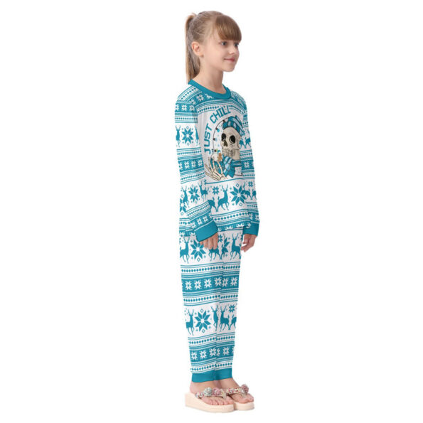 Just Chill Skeleton Christmas Pajamas For Kid Blue