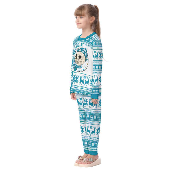 Just Chill Skeleton Christmas Pajamas For Kid Blue