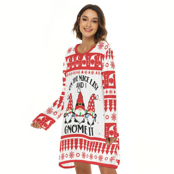 Nice Gnome Women Christmas Loose Dress