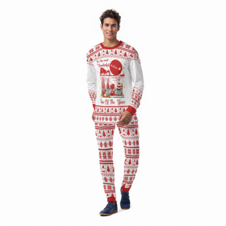 Wonderful Time Christmas Gnome Men Pajamas White Red